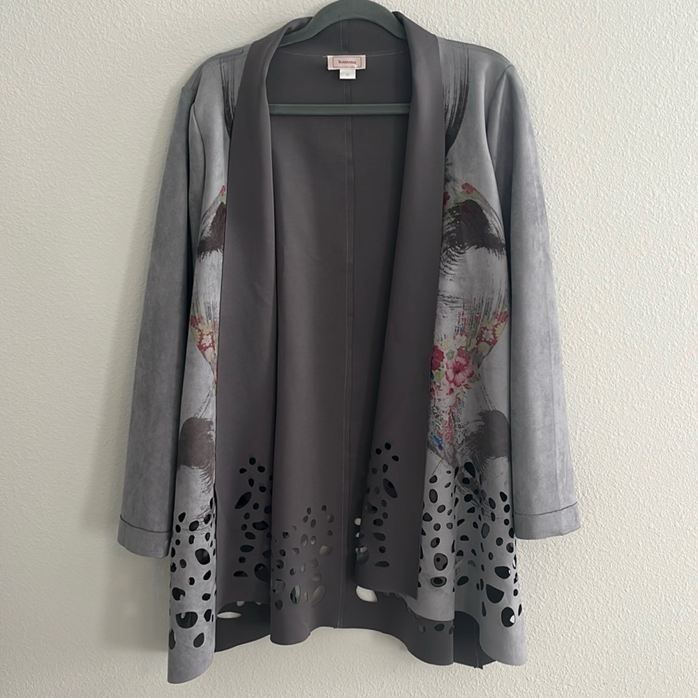 Kamana Floral Watercolor Bird Print Boho Jacket Size M
